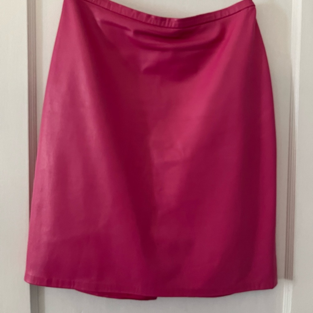 Oscar de la renta pink leather mini skirt size 8petites